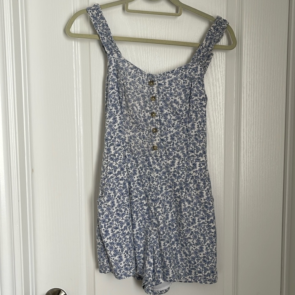 Blue and white romper